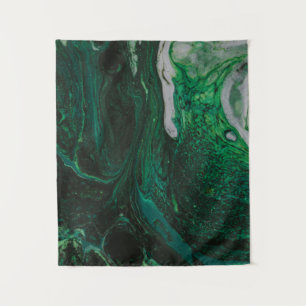 Blauwgroen en wit abstract schilderij wandkleed
