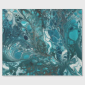 Blauwgroen en wit acrylzuur naadloos cadeaupapier (Vlak)