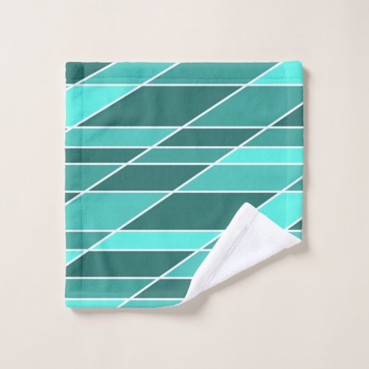 Blauwgroen en wit bad handdoek (Wasdoekje)