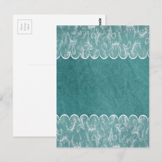 Blauwgroen en wit briefkaart (Voorkant / Achterkant)