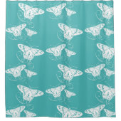 Blauwgroen en wit buisje douchegordijn (Voorkant)