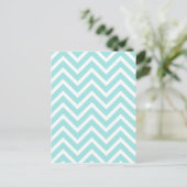  Blauwgroen en wit Chevron Pattern Briefkaart (Staand voorkant)