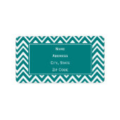 Blauwgroen en wit Chevron Pattern Etiket (Voorkant)