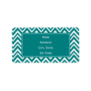 Blauwgroen en wit Chevron Pattern Etiket