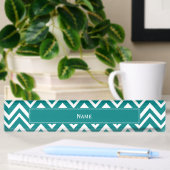 Blauwgroen en wit Chevron Pattern Naambordje