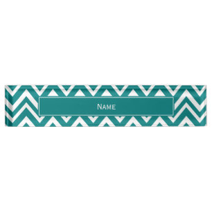 Blauwgroen en wit Chevron Pattern Naambordje