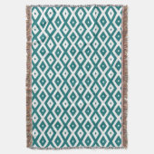 Blauwgroen en wit diamantpatroon deken (Voorkant Verticaal)