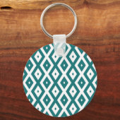 Blauwgroen en wit diamantpatroon sleutelhanger (Voorkant)