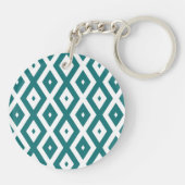 Blauwgroen en wit diamantpatroon sleutelhanger (Achterkant)