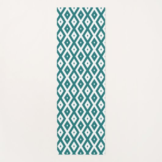 Blauwgroen en wit diamantpatroon yogamat (Voorkant)