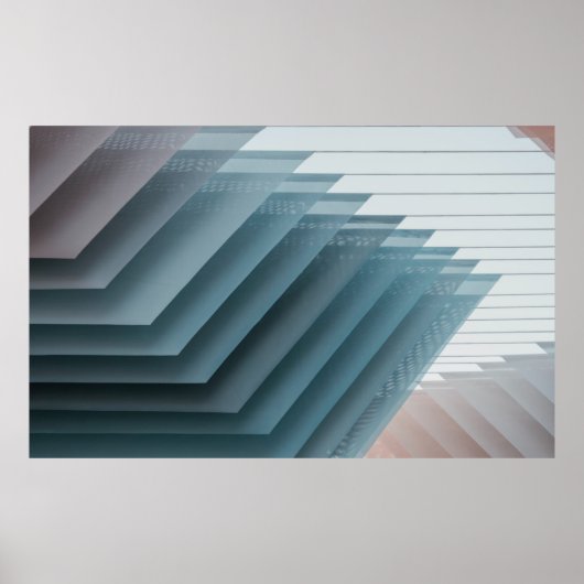 Blauwgroen en wit digitaal behang poster (Voorkant)