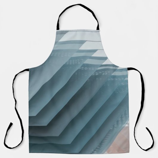 Blauwgroen en wit digitaal behang schort (Voorkant)