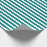 Blauwgroen en Wit Eenvoudig Horizontaal Gestreept Cadeaupapier<br><div class="desc">Blauwgroen en Wit Eenvoudig Horizontaal Gestreept Verpakkingsdocument</div>
