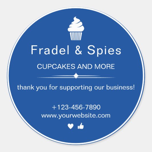 Blauwgroen en Wit Eenvoudige Cupcake Zaken Ronde Sticker (Voorkant)