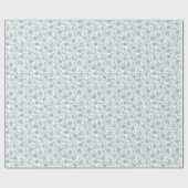 Blauwgroen en wit Floral Patroon Cadeaupapier (Vlak)
