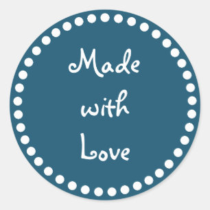 Blauwgroen en wit gemaakt met een liefdessticker ronde sticker