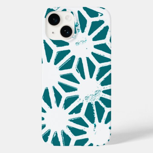 Blauwgroen en wit geometrisch patroon Case-Mate iPhone case (Achterkant)
