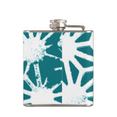 Blauwgroen en wit geometrisch patroon heupfles (Achterkant)