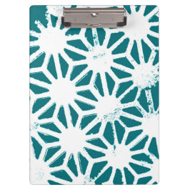 Blauwgroen en wit geometrisch patroon klembord