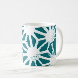 Blauwgroen en wit geometrisch patroon koffiemok