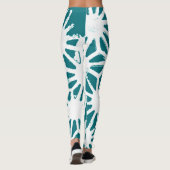 Blauwgroen en wit geometrisch patroon leggings (Achterkant)