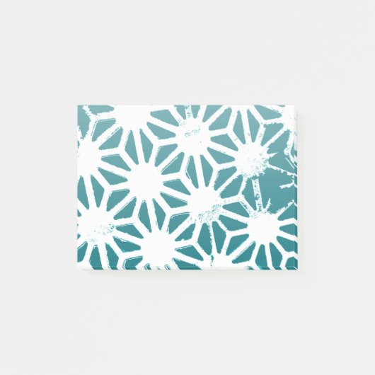Blauwgroen en wit geometrisch patroon post-it® notes (Voorkant)