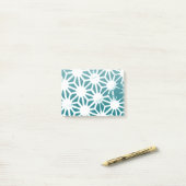 Blauwgroen en wit geometrisch patroon post-it® notes (Op bureau)