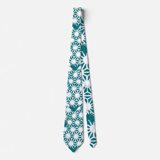 Blauwgroen en wit geometrisch patroon stropdas (Voorkant)
