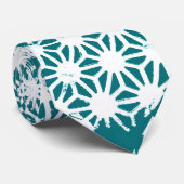 Blauwgroen en wit geometrisch patroon stropdas (Opgerold)