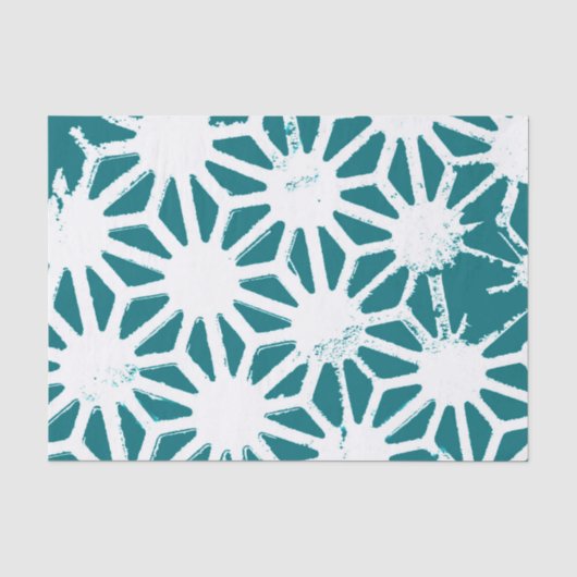Blauwgroen en wit geometrisch patroon tissuepapier (Voorkant)