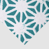 Blauwgroen en wit geometrisch patroon tissuepapier (Detail)