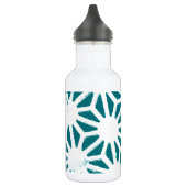 Blauwgroen en wit geometrisch patroon waterfles  (Links)