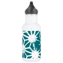 Blauwgroen en wit geometrisch patroon waterfles