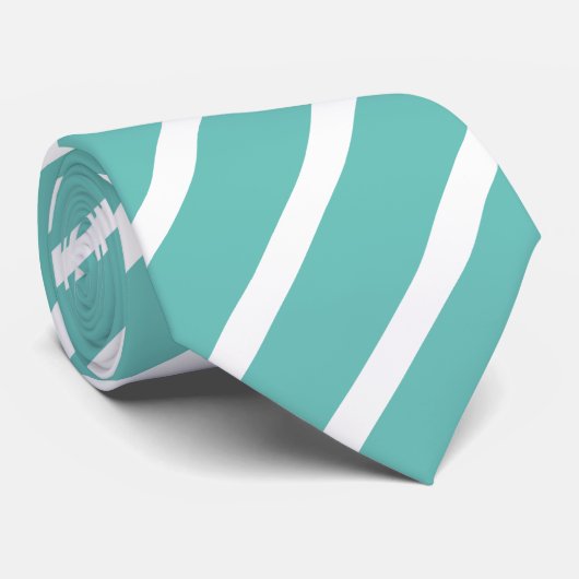 Blauwgroen en wit gestreept stropdas (Opgerold)