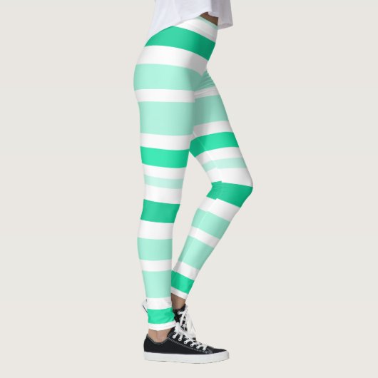 Blauwgroen en wit gestreepte Leggings (Rechts)