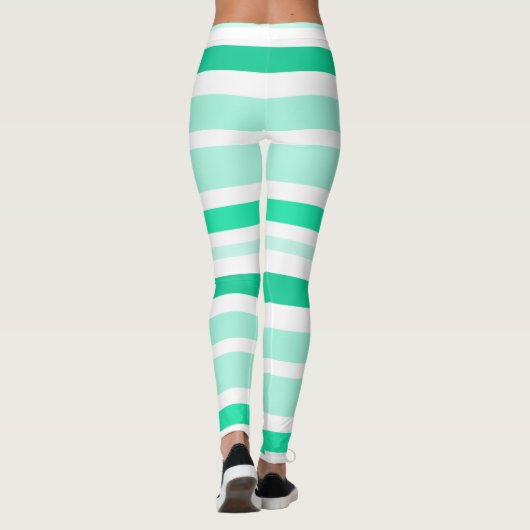 Blauwgroen en wit gestreepte Leggings (Achterkant)