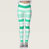 Blauwgroen en wit gestreepte Leggings (Voorkant)