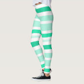 Blauwgroen en wit gestreepte Leggings (Links)