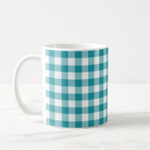 Blauwgroen en wit Gingham Gecontroleerd Patroon