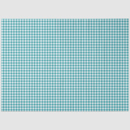 Blauwgroen en wit Gingham Patroonpapier Tissuepapier