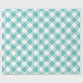 Blauwgroen en wit Gingham Plaid Cadeaupapier (Vlak)