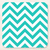 Blauwgroen en wit groots Chevron ZigZag Pattern Kartonnen Onderzetters (Voorkant)