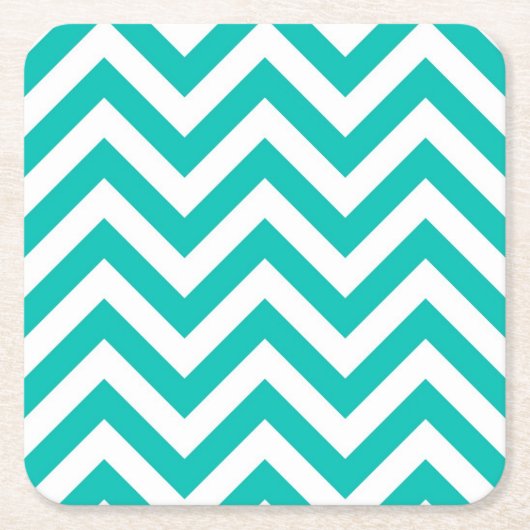 Blauwgroen en wit groots Chevron ZigZag Pattern Kartonnen Onderzetters (Voorkant)