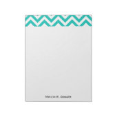 Blauwgroen en wit groots Chevron ZigZag Pattern Notitieblok (Linkerzijde)