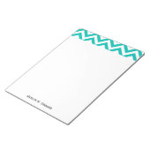 Blauwgroen en wit groots Chevron ZigZag Pattern Notitieblok (Schuin)
