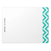 Blauwgroen en wit groots Chevron ZigZag Pattern Notitieblok (Voorkant)