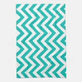 Blauwgroen en wit groots Chevron ZigZag Pattern Theedoek (Verticaal)