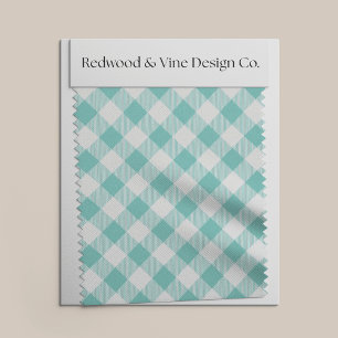 Blauwgroen en wit Grootschalige Diagonaal Gingham  Stof