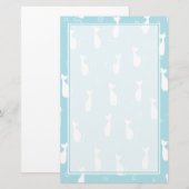 Blauwgroen en wit kattenpatroon briefpapier (Voorkant / Achterkant)