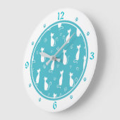 Blauwgroen en wit kattenpatroon grote klok (Hoek)
